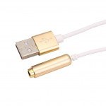 Wholesale Short Type-C USB Charging Cable and 3.5mm Jack AUX Headphone Audio Adapter Dongle 9.5in (Gold)